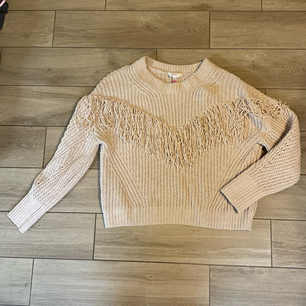 Cream Sweater with Fringe
